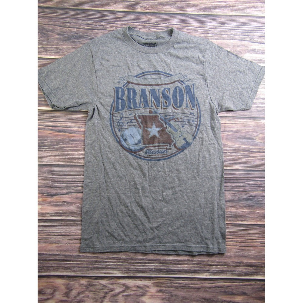American Highway Adult Unisex Small Gray T Shirt Tee Branson Missouri Country
